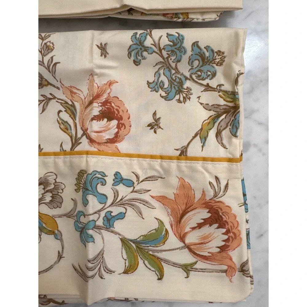 Vintage Springmaid Wondercale King Pillowcase Set Floral No Iron Percale Custom